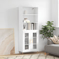 Highboard Hochglanz-Weiß 69,5x34x180 cm Holzwerkstoff