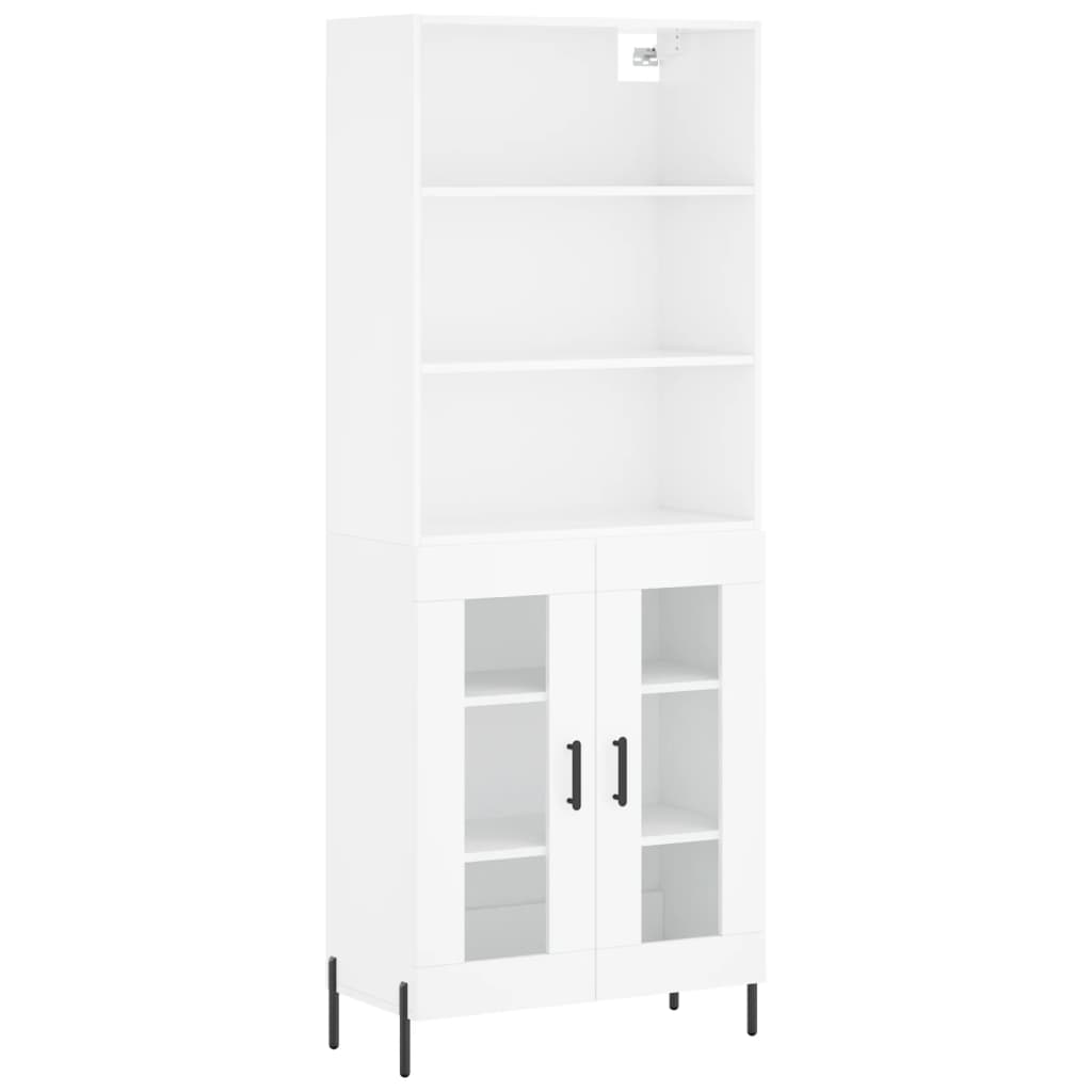Highboard Hochglanz-Weiß 69,5x34x180 cm Holzwerkstoff