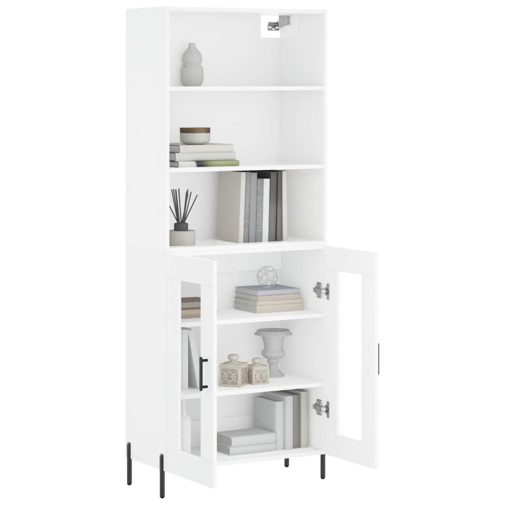 Highboard Hochglanz-Weiß 69,5x34x180 cm Holzwerkstoff