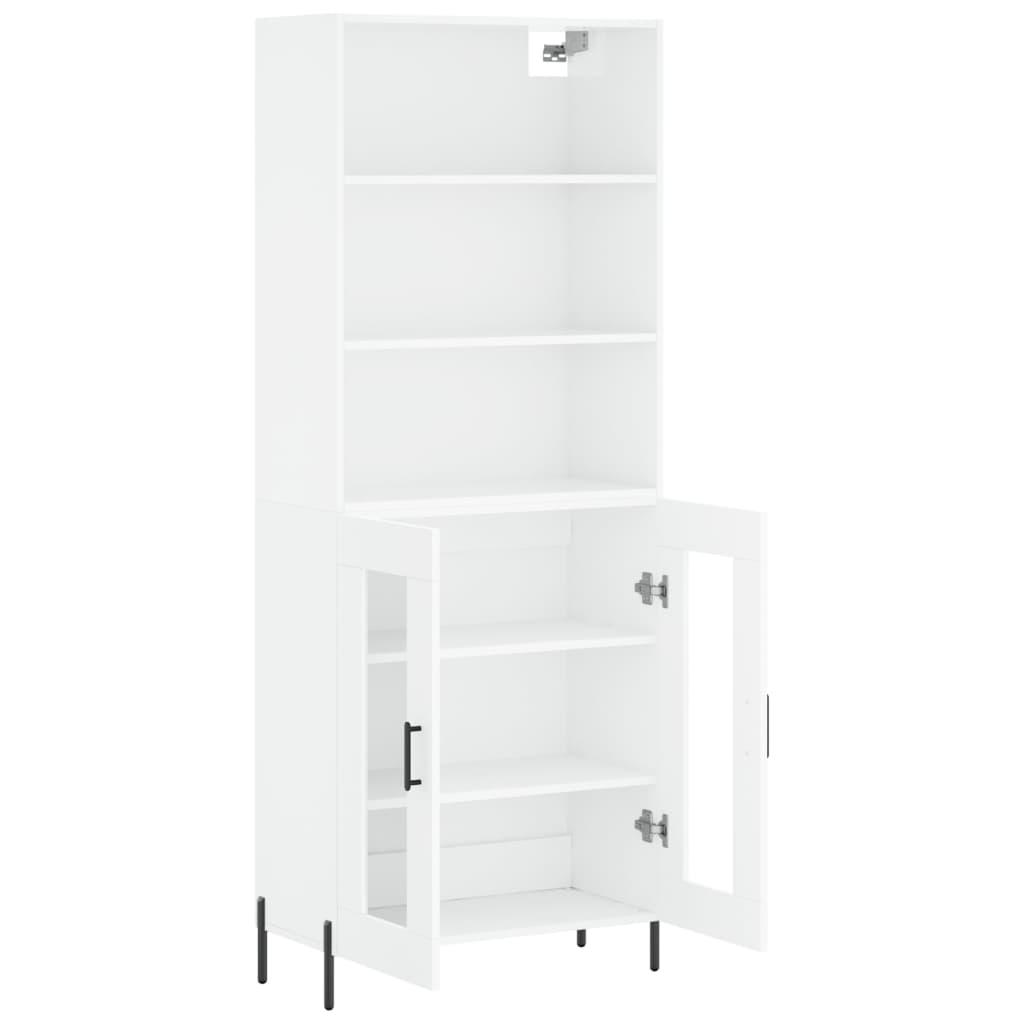 Highboard Hochglanz-Weiß 69,5x34x180 cm Holzwerkstoff