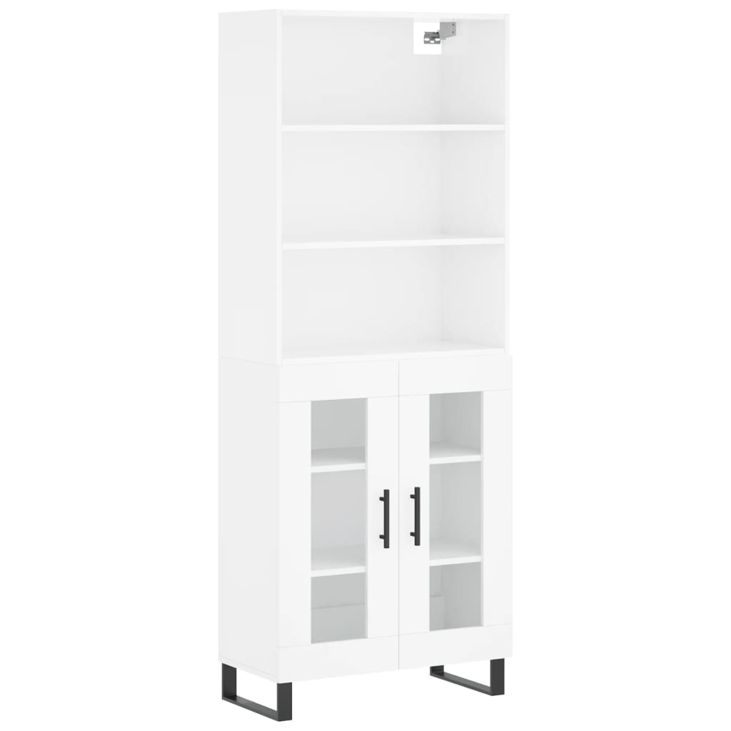 Highboard Hochglanz-Weiß 69,5x34x180 cm Holzwerkstoff
