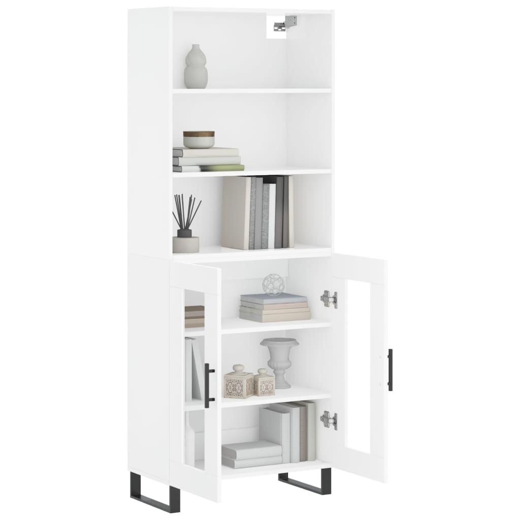 Highboard Hochglanz-Weiß 69,5x34x180 cm Holzwerkstoff
