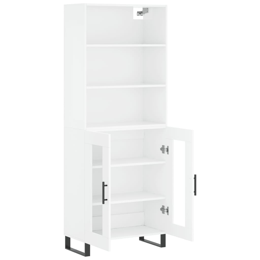 Highboard Hochglanz-Weiß 69,5x34x180 cm Holzwerkstoff