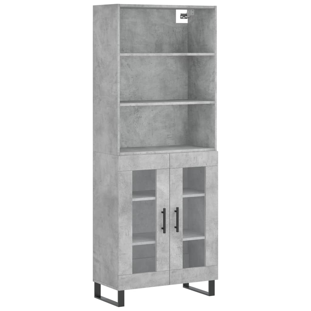 Highboard Betongrau 69,5x34x180 cm Holzwerkstoff
