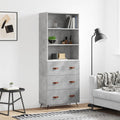 Highboard Betongrau 69,5x34x180 cm Holzwerkstoff