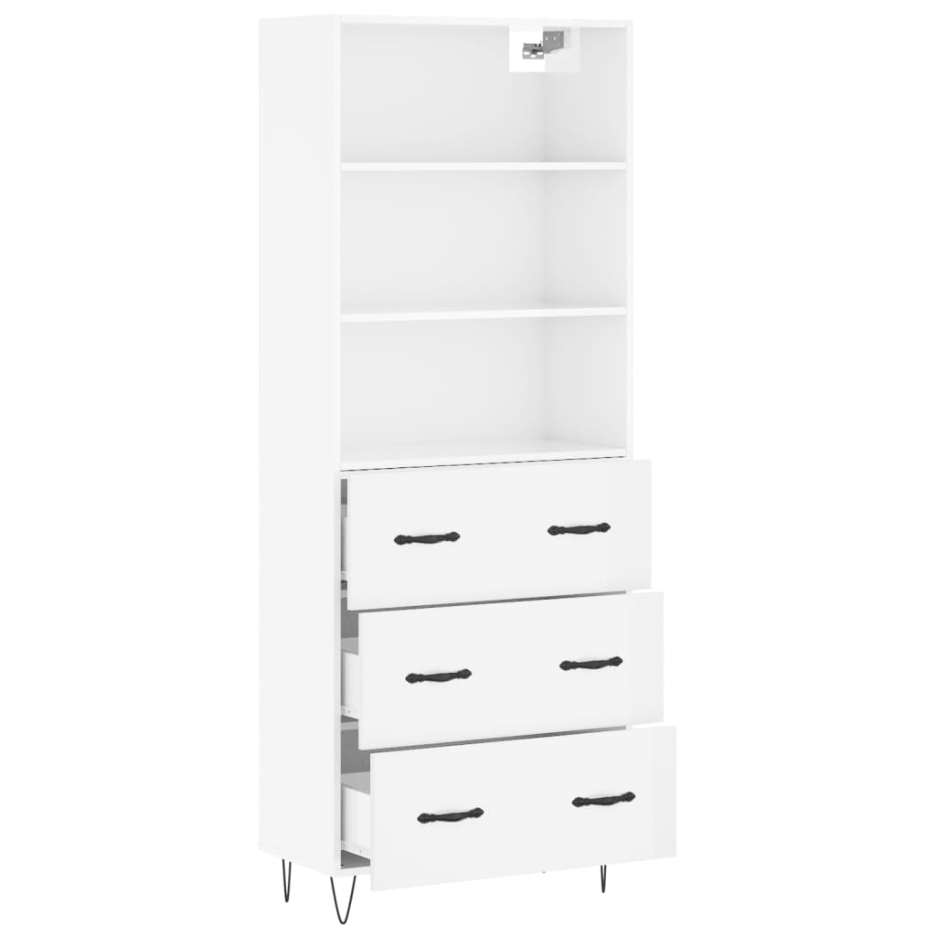 Highboard Hochglanz-Weiß 69,5x34x180 cm Holzwerkstoff