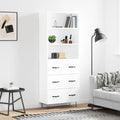 Highboard Hochglanz-Weiß 69,5x34x180 cm Holzwerkstoff