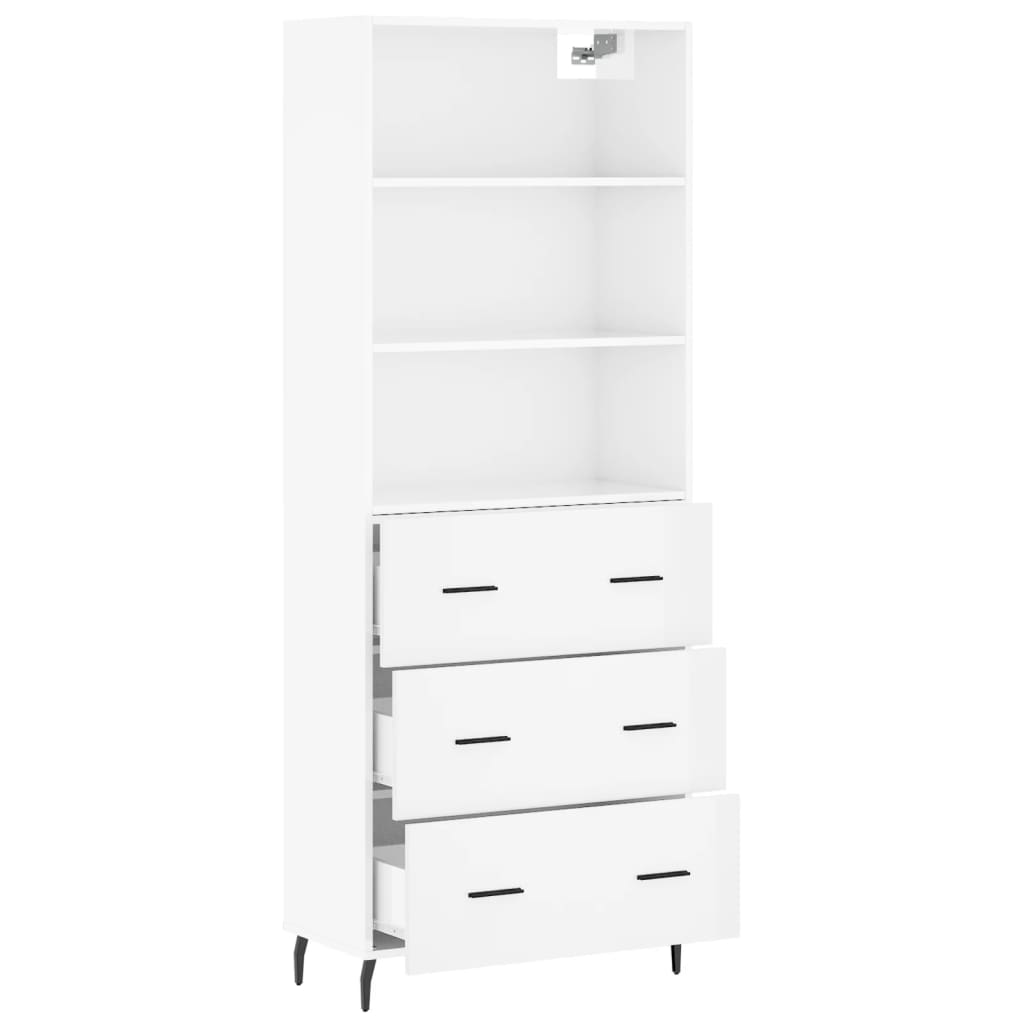 Highboard Hochglanz-Weiß 69,5x34x180 cm Holzwerkstoff