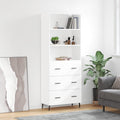 Highboard Hochglanz-Weiß 69,5x34x180 cm Holzwerkstoff