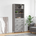 Highboard Grau Sonoma 69,5x34x180 cm Holzwerkstoff