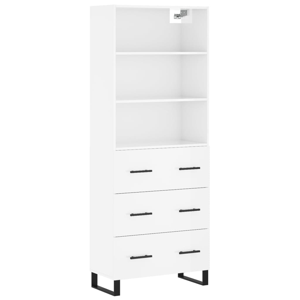 Highboard Hochglanz-Weiß 69,5x34x180 cm Holzwerkstoff