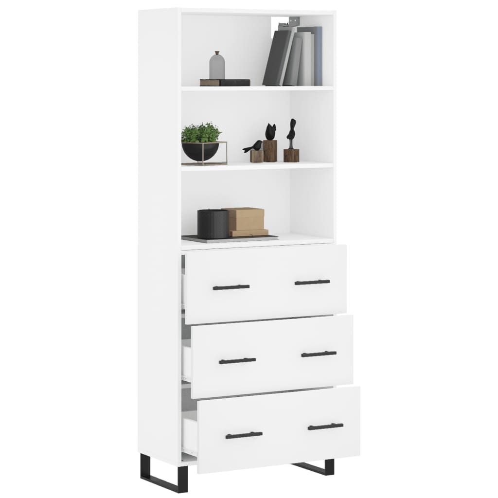 Highboard Hochglanz-Weiß 69,5x34x180 cm Holzwerkstoff