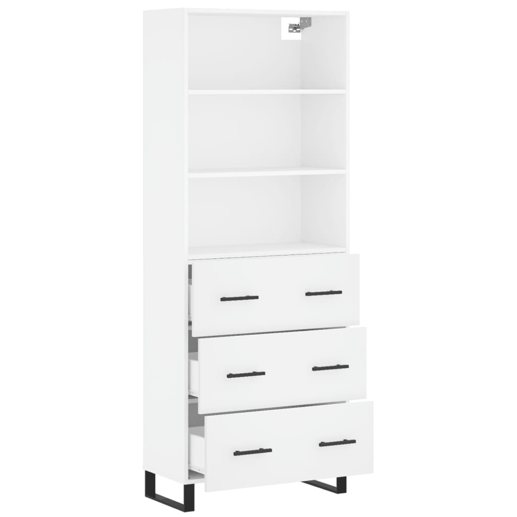 Highboard Hochglanz-Weiß 69,5x34x180 cm Holzwerkstoff