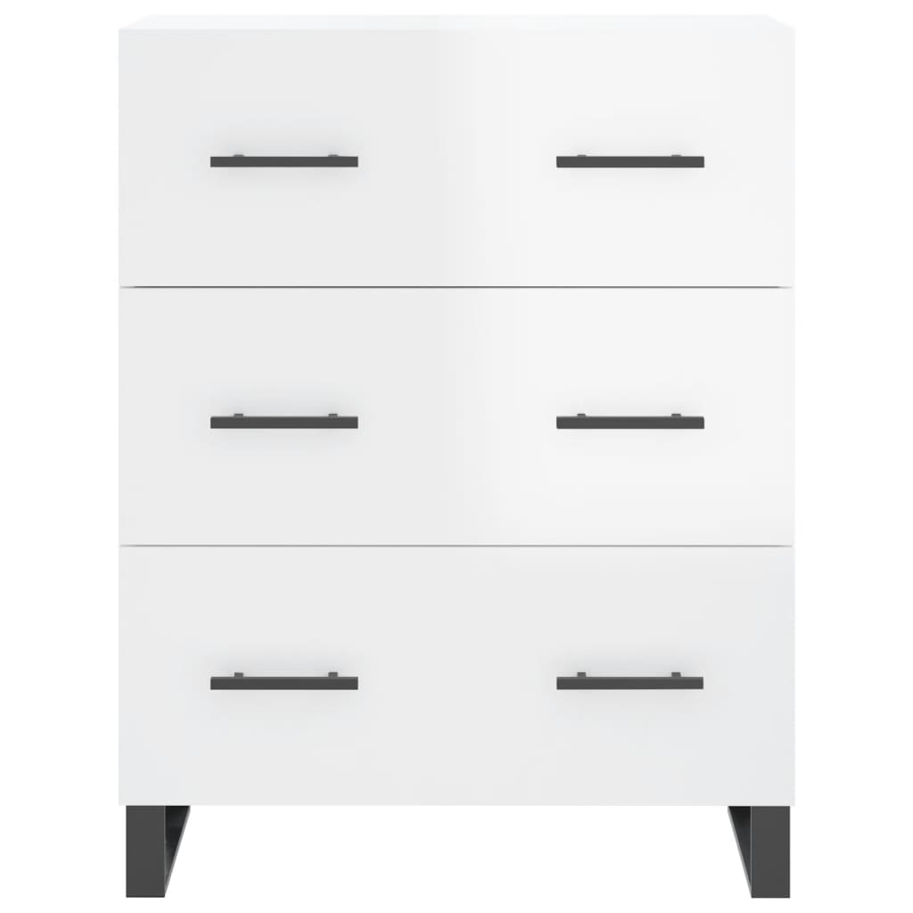 Highboard Hochglanz-Weiß 69,5x34x180 cm Holzwerkstoff