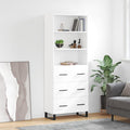 Highboard Hochglanz-Weiß 69,5x34x180 cm Holzwerkstoff