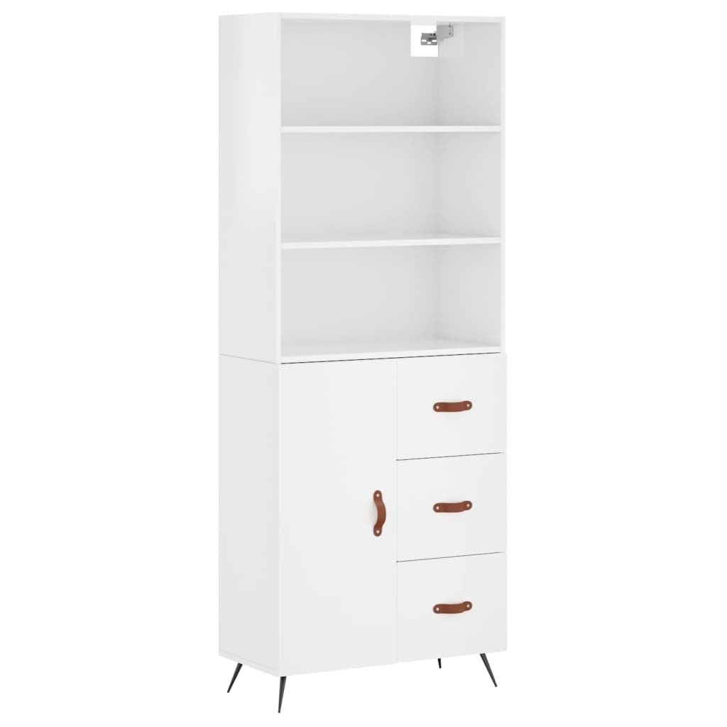 Highboard Hochglanz-Weiß 69,5x34x180 cm Holzwerkstoff