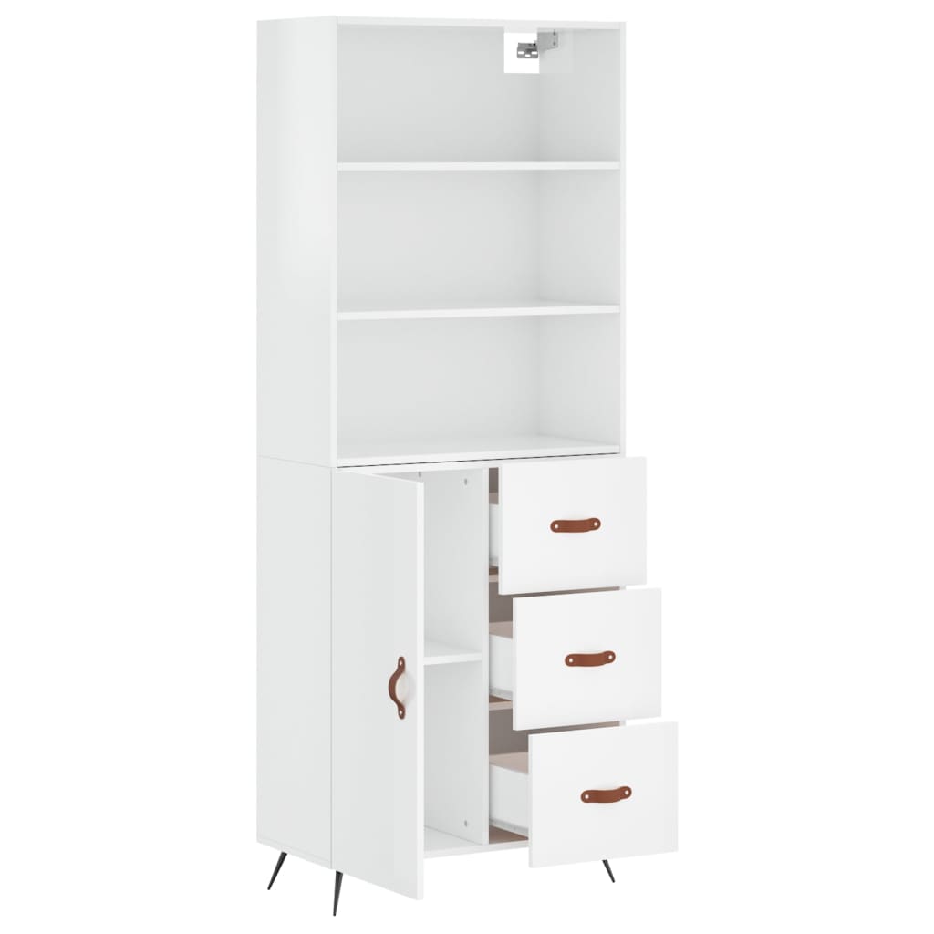 Highboard Hochglanz-Weiß 69,5x34x180 cm Holzwerkstoff