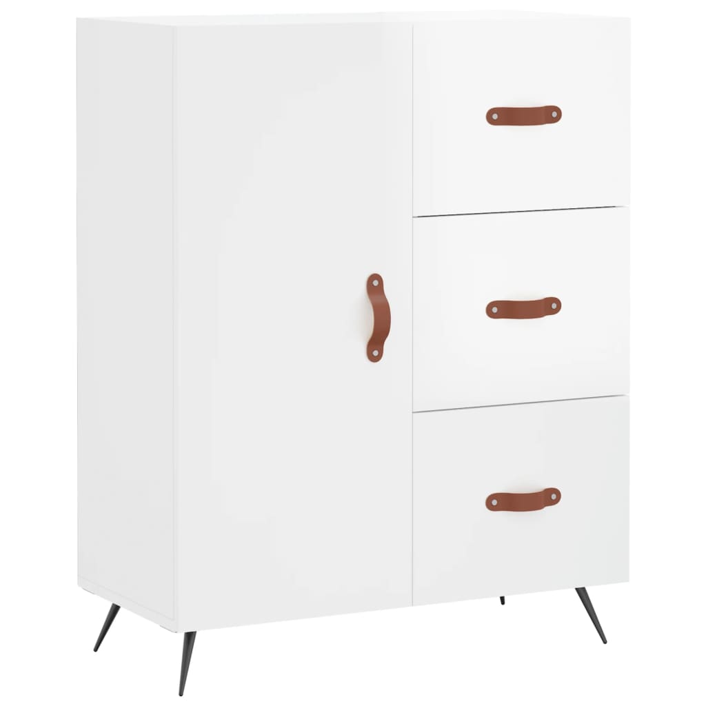 Highboard Hochglanz-Weiß 69,5x34x180 cm Holzwerkstoff