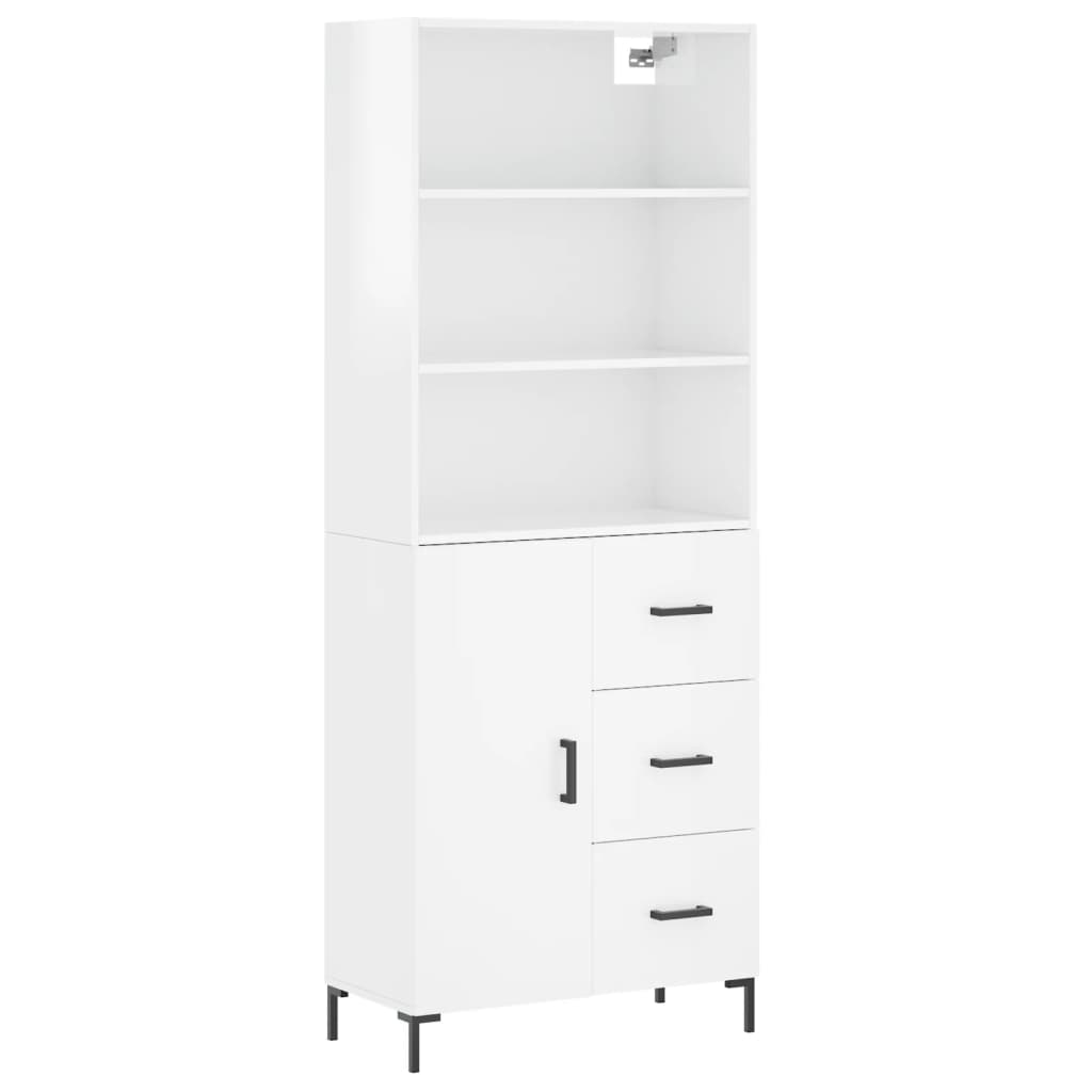 Highboard Hochglanz-Weiß 69,5x34x180 cm Holzwerkstoff