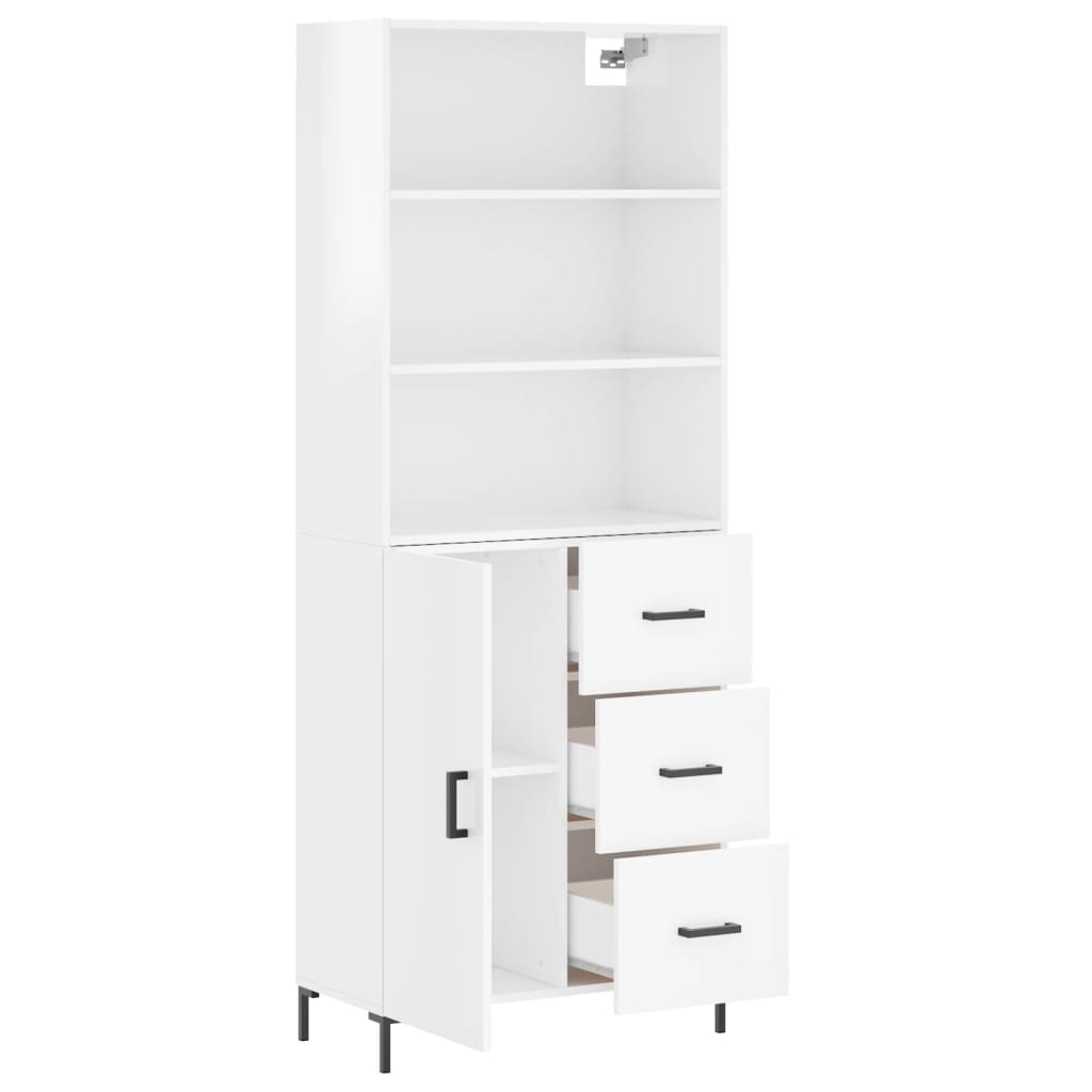 Highboard Hochglanz-Weiß 69,5x34x180 cm Holzwerkstoff