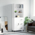 Highboard Hochglanz-Weiß 69,5x34x180 cm Holzwerkstoff