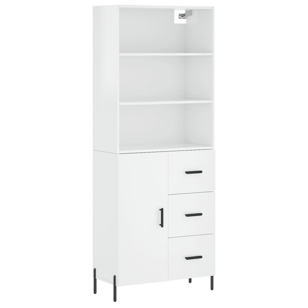 Highboard Hochglanz-Weiß 69,5x34x180 cm Holzwerkstoff