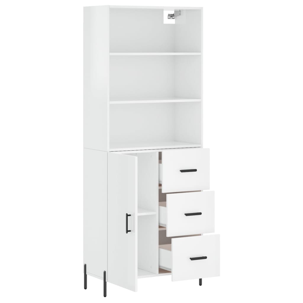 Highboard Hochglanz-Weiß 69,5x34x180 cm Holzwerkstoff