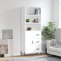 Highboard Hochglanz-Weiß 69,5x34x180 cm Holzwerkstoff