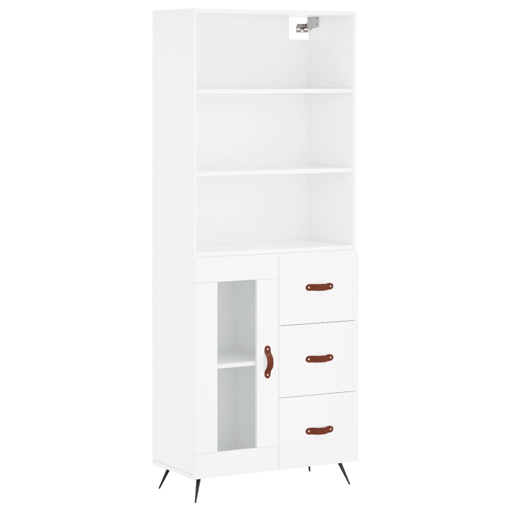 Highboard Hochglanz-Weiß 69,5x34x180 cm Holzwerkstoff