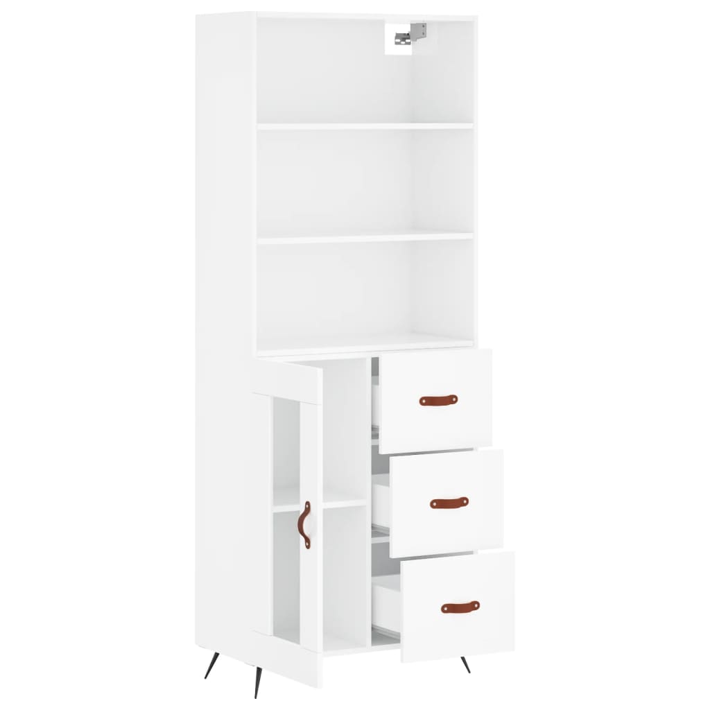 Highboard Hochglanz-Weiß 69,5x34x180 cm Holzwerkstoff