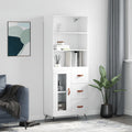 Highboard Hochglanz-Weiß 69,5x34x180 cm Holzwerkstoff