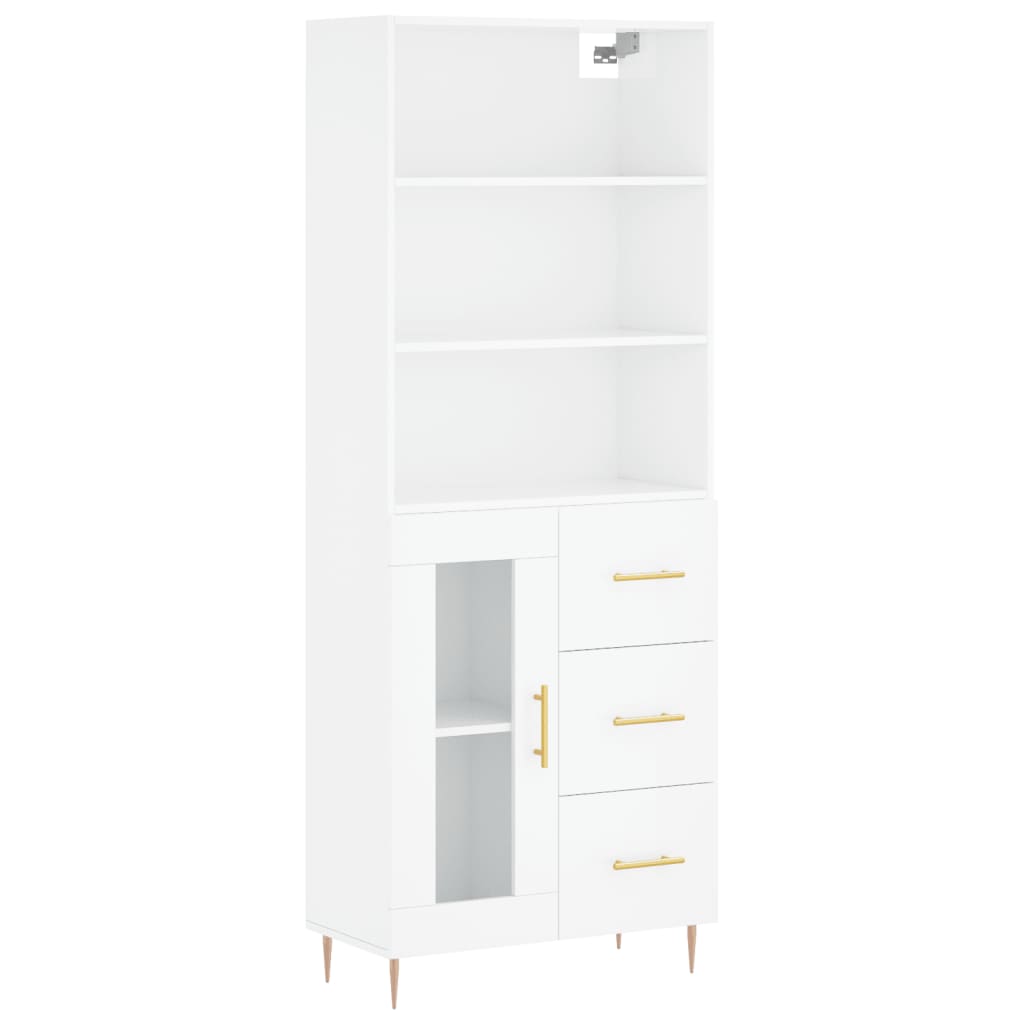 Highboard Hochglanz-Weiß 69,5x34x180 cm Holzwerkstoff