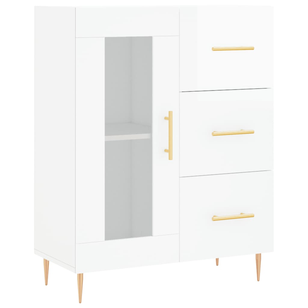 Highboard Hochglanz-Weiß 69,5x34x180 cm Holzwerkstoff