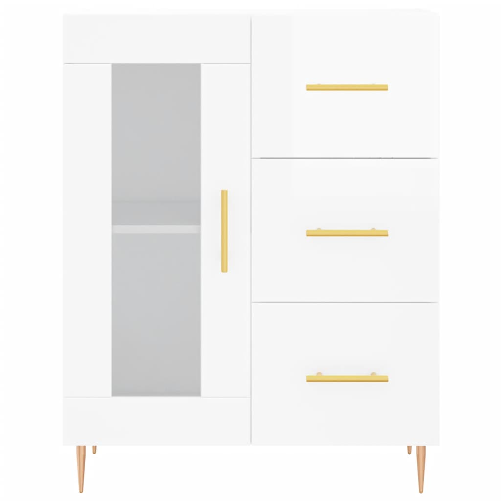 Highboard Hochglanz-Weiß 69,5x34x180 cm Holzwerkstoff