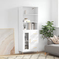 Highboard Hochglanz-Weiß 69,5x34x180 cm Holzwerkstoff