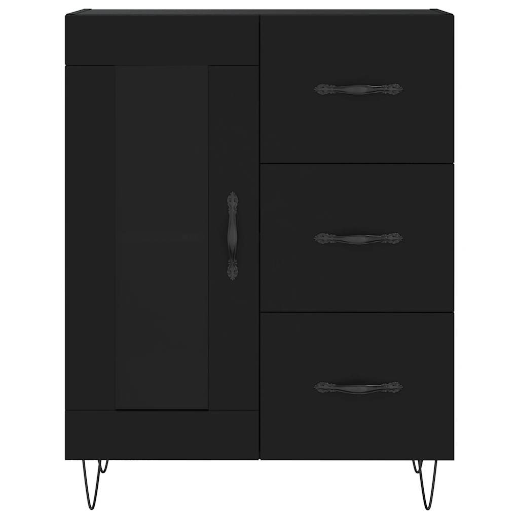 Highboard Schwarz 69,5x34x180 cm Holzwerkstoff