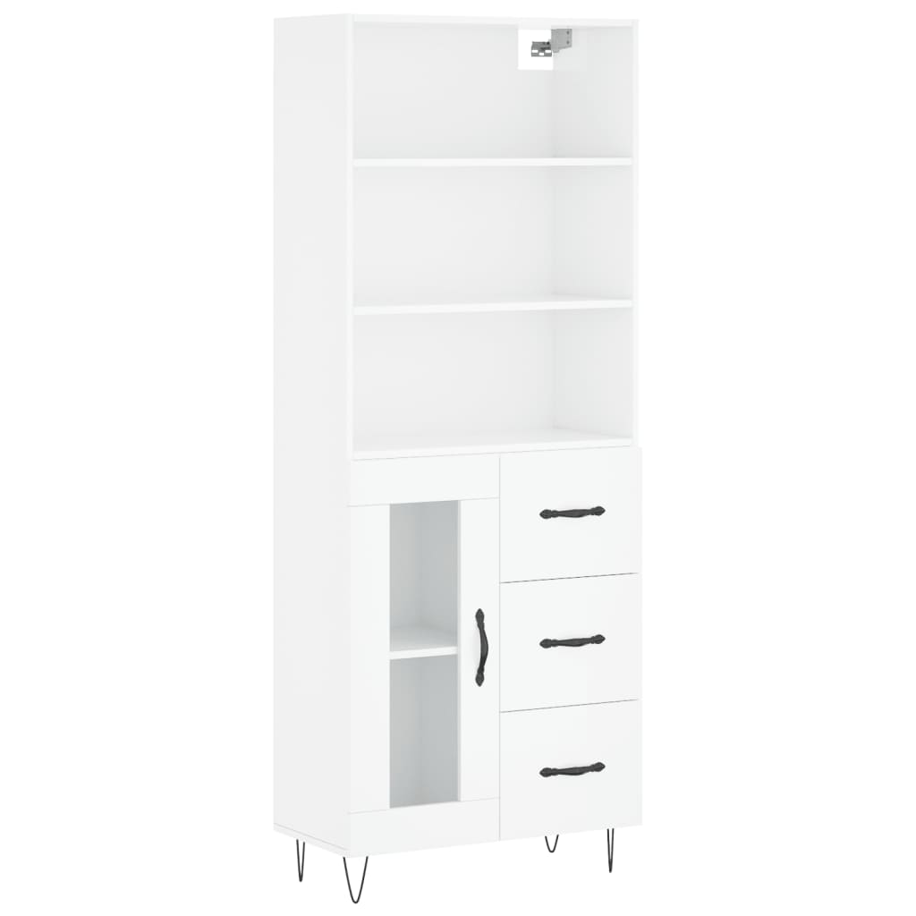 Highboard Hochglanz-Weiß 69,5x34x180 cm Holzwerkstoff