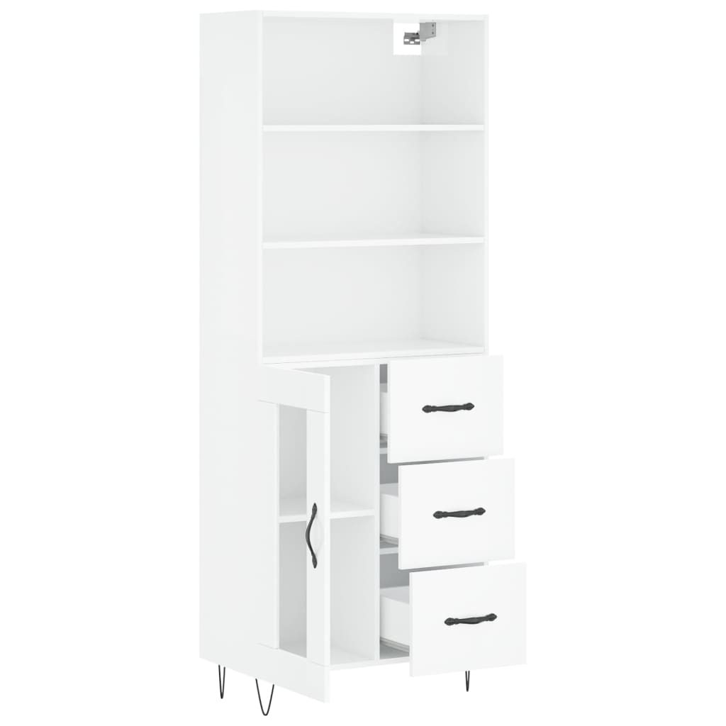 Highboard Hochglanz-Weiß 69,5x34x180 cm Holzwerkstoff