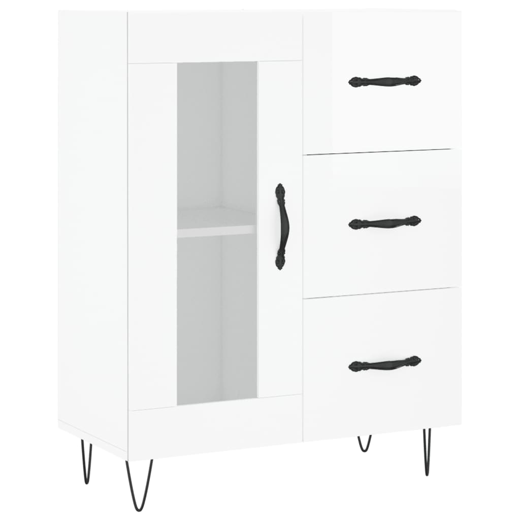 Highboard Hochglanz-Weiß 69,5x34x180 cm Holzwerkstoff