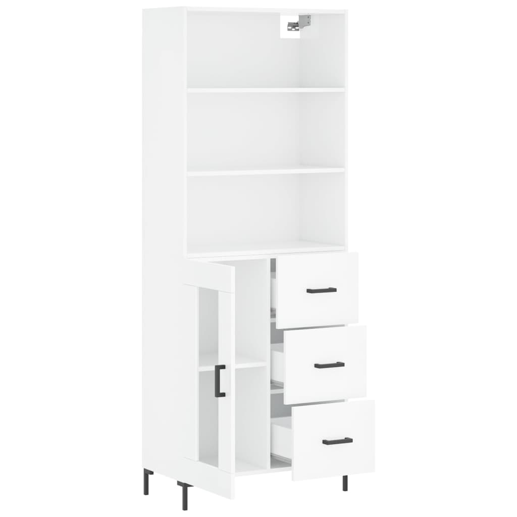 Highboard Hochglanz-Weiß 69,5x34x180 cm Holzwerkstoff