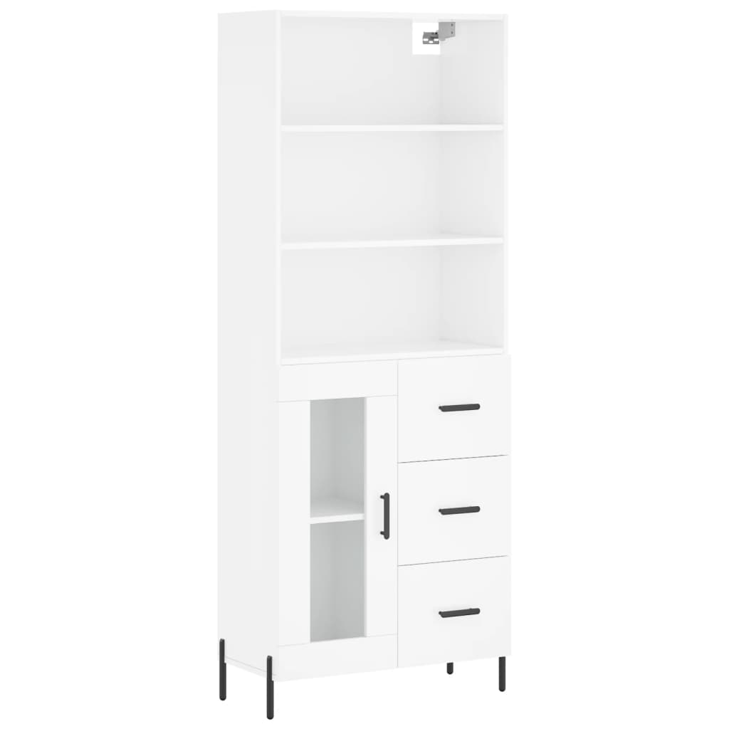 Highboard Hochglanz-Weiß 69,5x34x180 cm Holzwerkstoff
