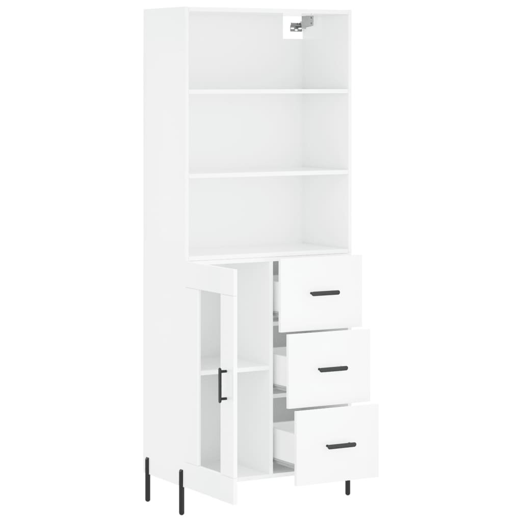 Highboard Hochglanz-Weiß 69,5x34x180 cm Holzwerkstoff