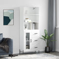 Highboard Hochglanz-Weiß 69,5x34x180 cm Holzwerkstoff