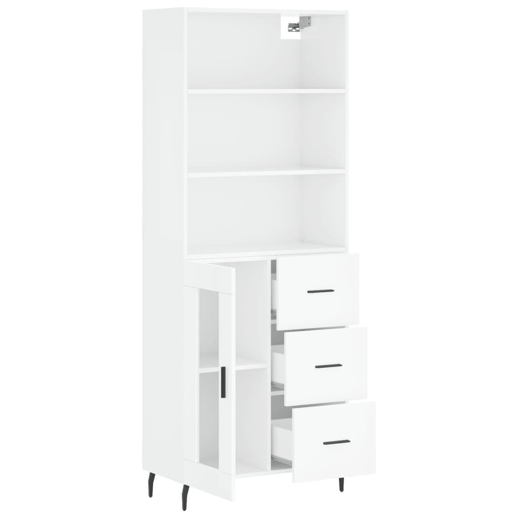 Highboard Hochglanz-Weiß 69,5x34x180 cm Holzwerkstoff