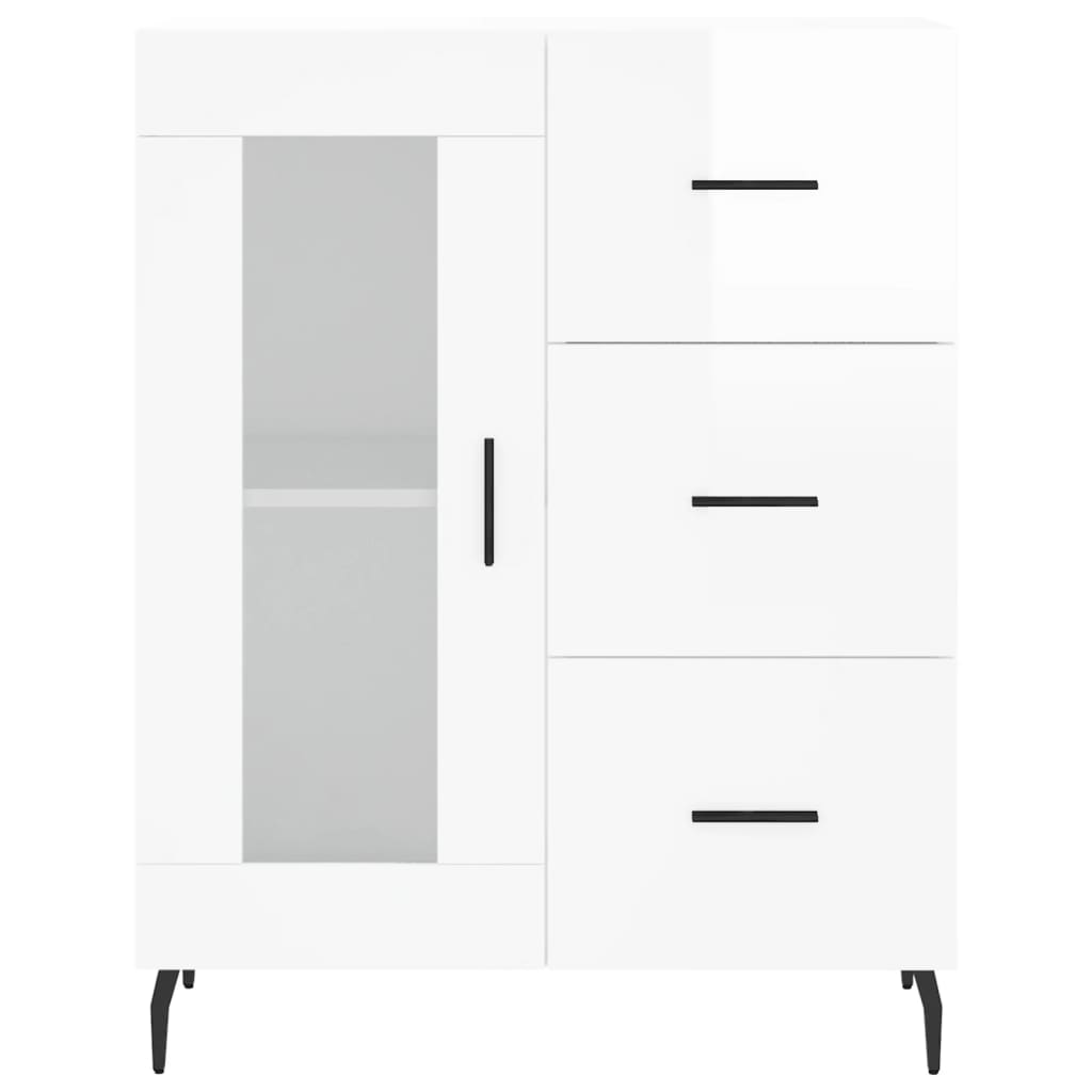 Highboard Hochglanz-Weiß 69,5x34x180 cm Holzwerkstoff
