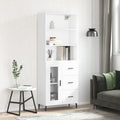 Highboard Hochglanz-Weiß 69,5x34x180 cm Holzwerkstoff