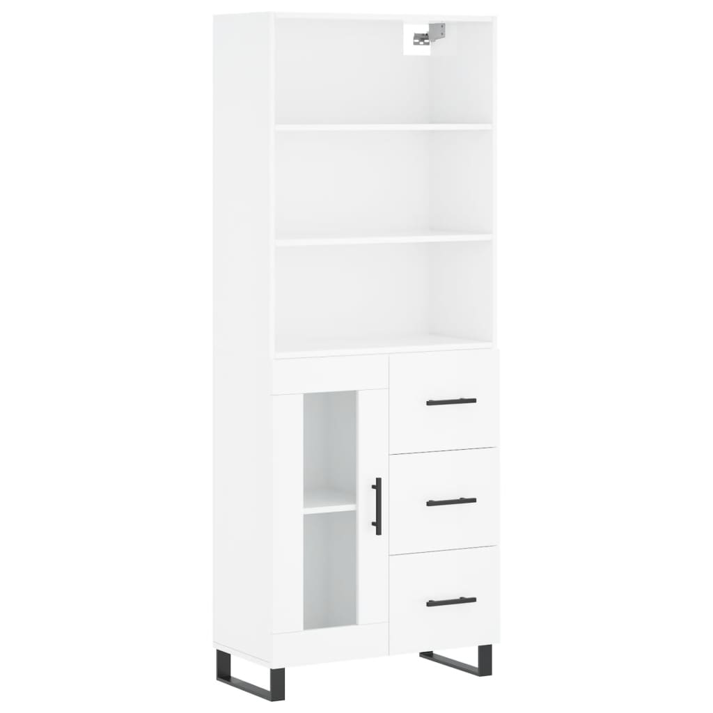 Highboard Hochglanz-Weiß 69,5x34x180 cm Holzwerkstoff