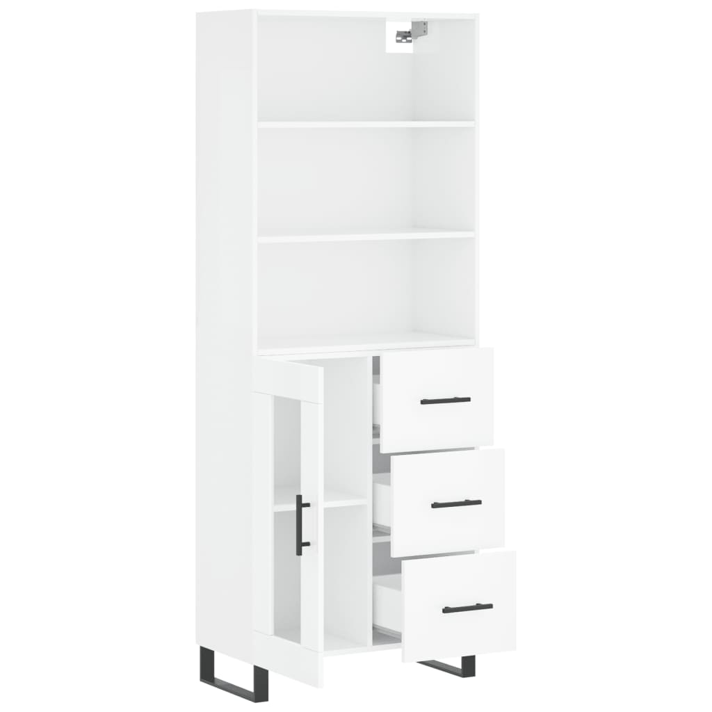 Highboard Hochglanz-Weiß 69,5x34x180 cm Holzwerkstoff