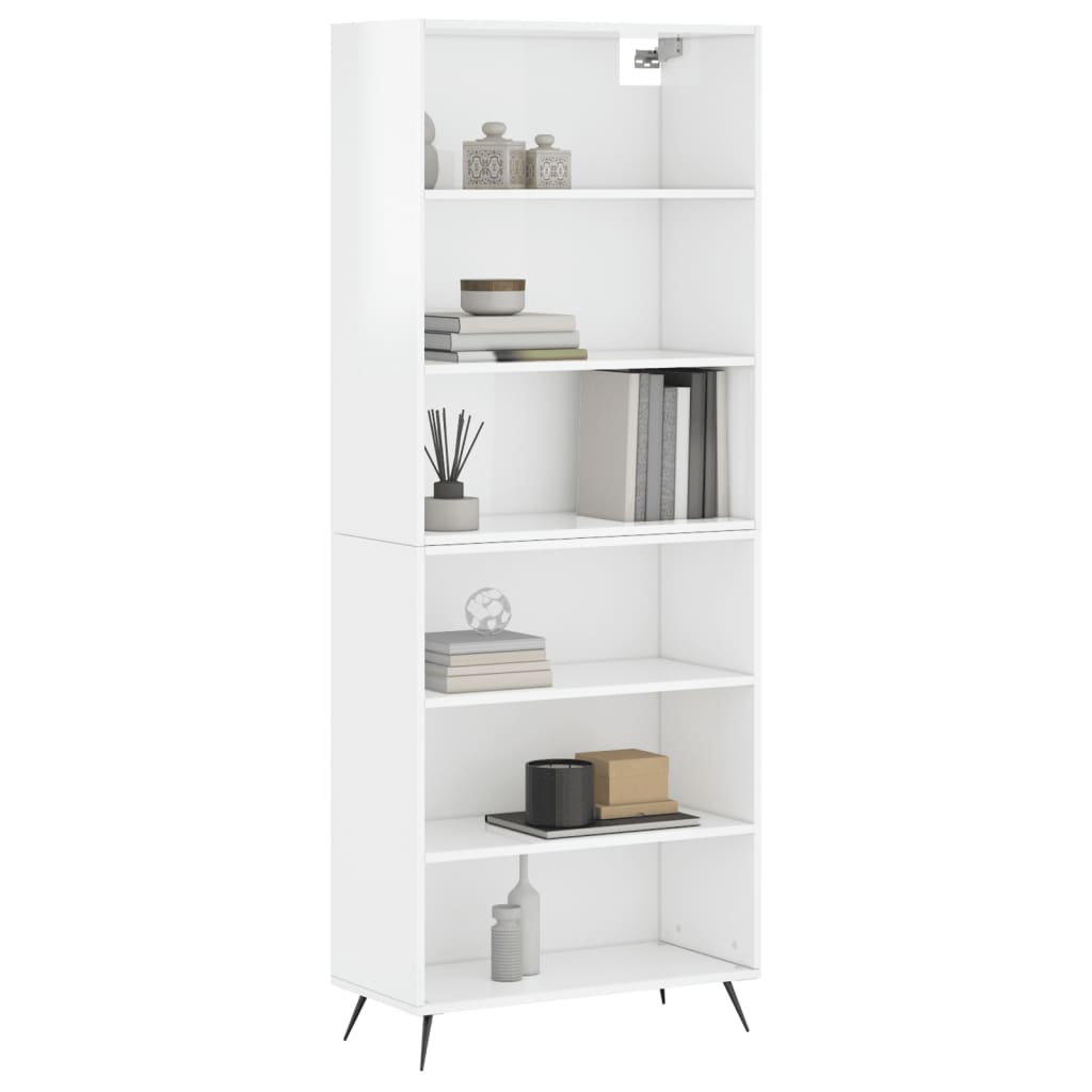 Highboard Hochglanz-Weiß 69,5x32,5x180 cm Holzwerkstoff