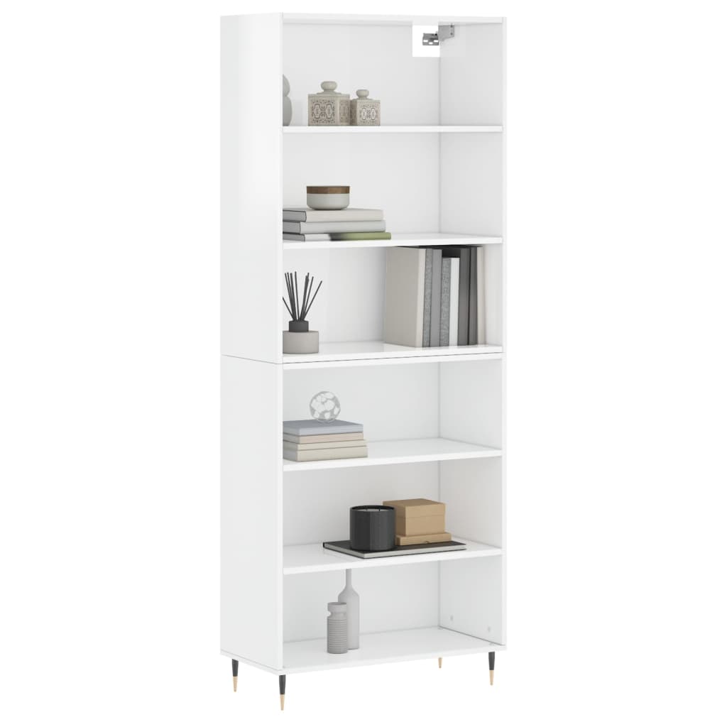 Highboard Hochglanz-Weiß 69,5x32,5x180 cm Holzwerkstoff